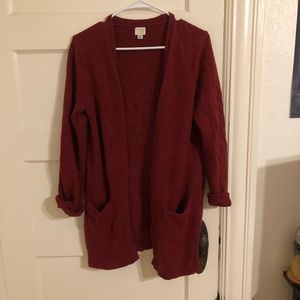 Maroon cardigan sweater